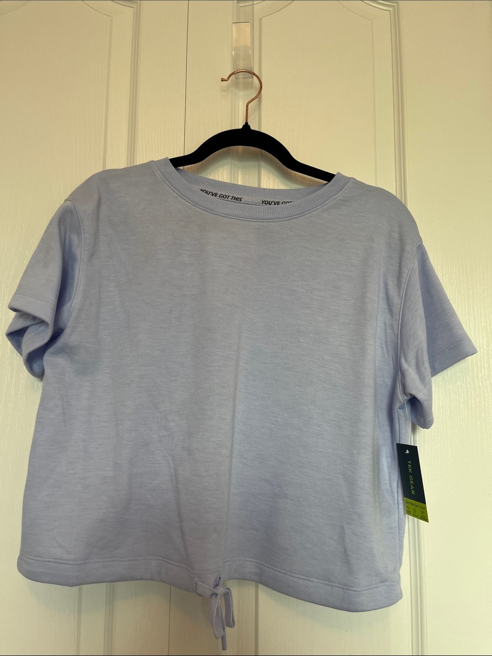 Tek Gear Light Lavender Cropped Short Sleeved Fleece with Drawstring
